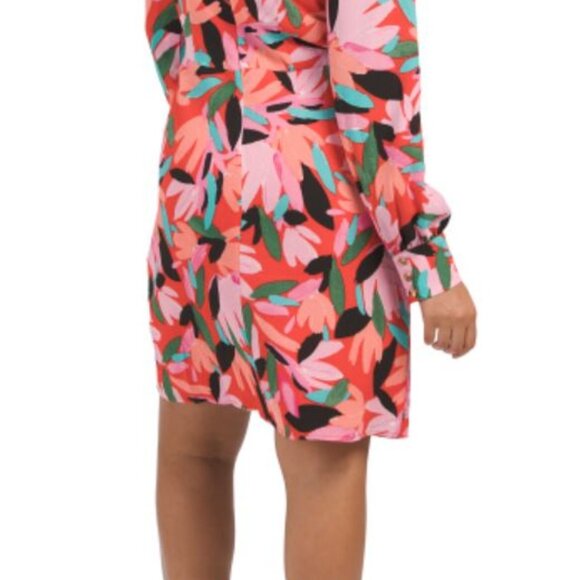NWT DONNA MORGAN Women's Floral Print Multicolor Mini Dress Long Sleeve Size 10 - Picture 4 of 8
